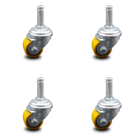 Service Caster Low Profile Polyurethane 35mm Wheel 7/8 Inch Grip Ring Stem Caster SCC, 4PK SCC-GR04S13810-PUB-71678-4